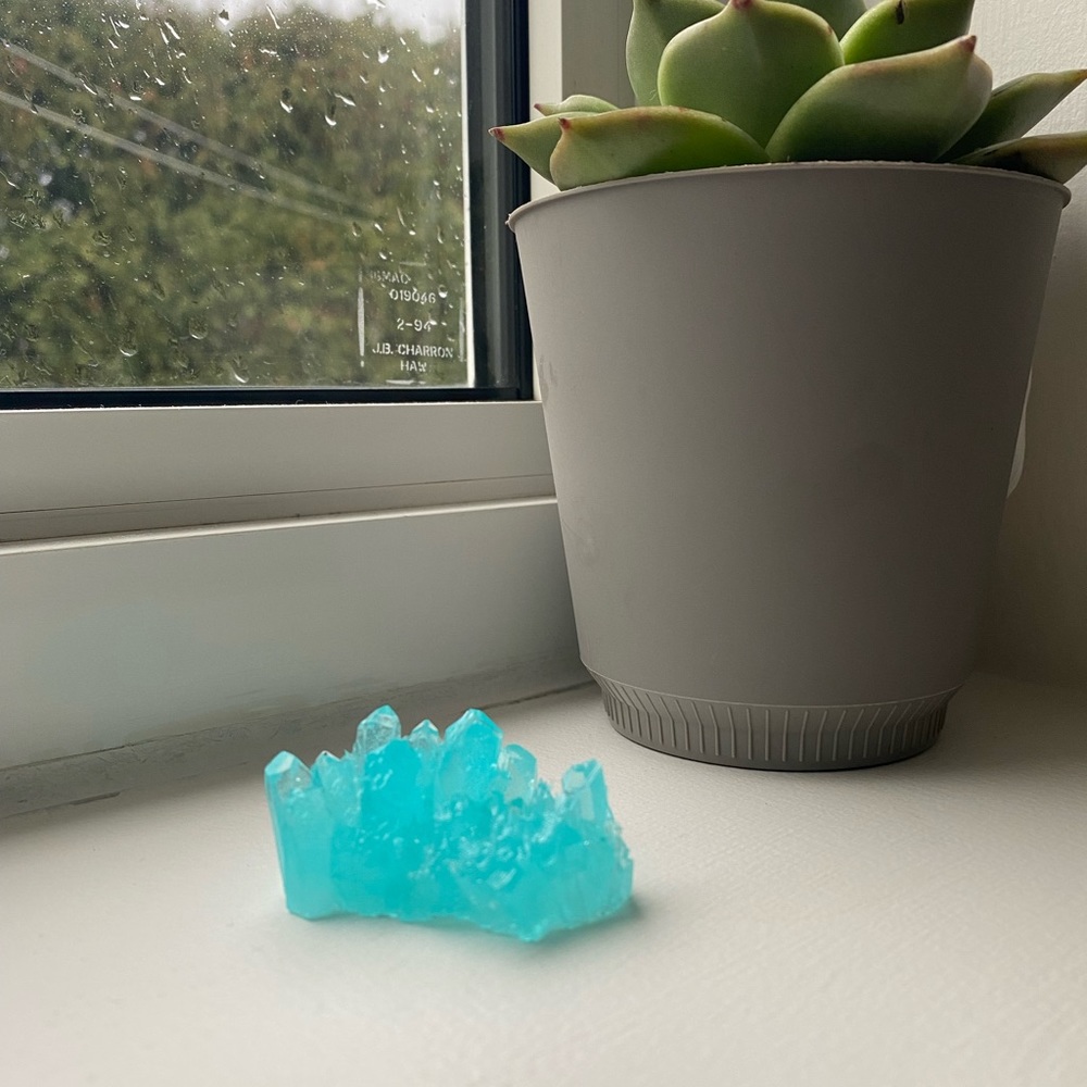 House decoration ~ Light blue frosted white crystal cluster 🤍💙